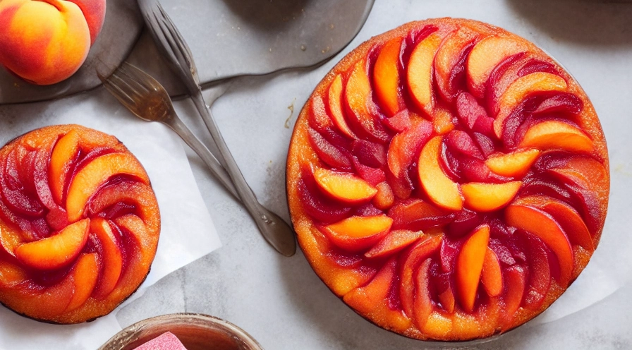 rosy peach upside down cake