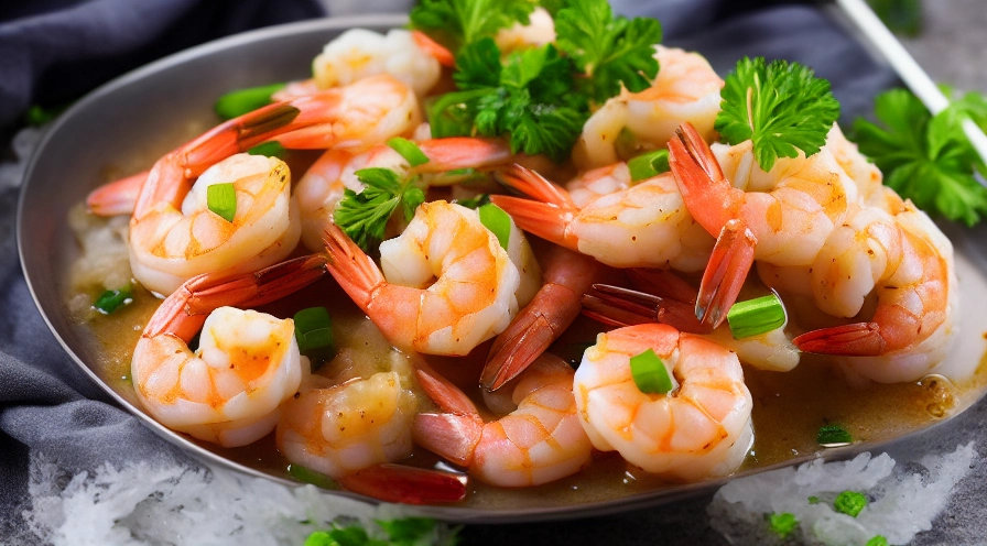 shrimp in sake garlic sauce