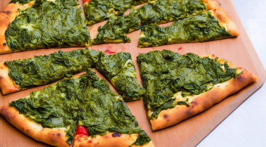 spinach pesto pizza