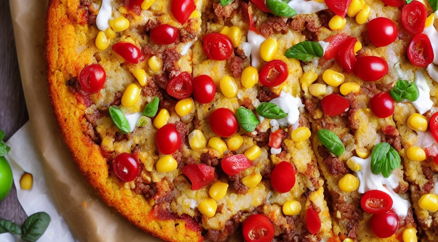 taco cornbread pizza